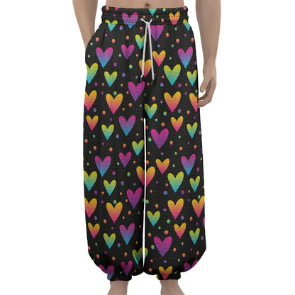 Colorful Heart Pattern Print Lantern Pants