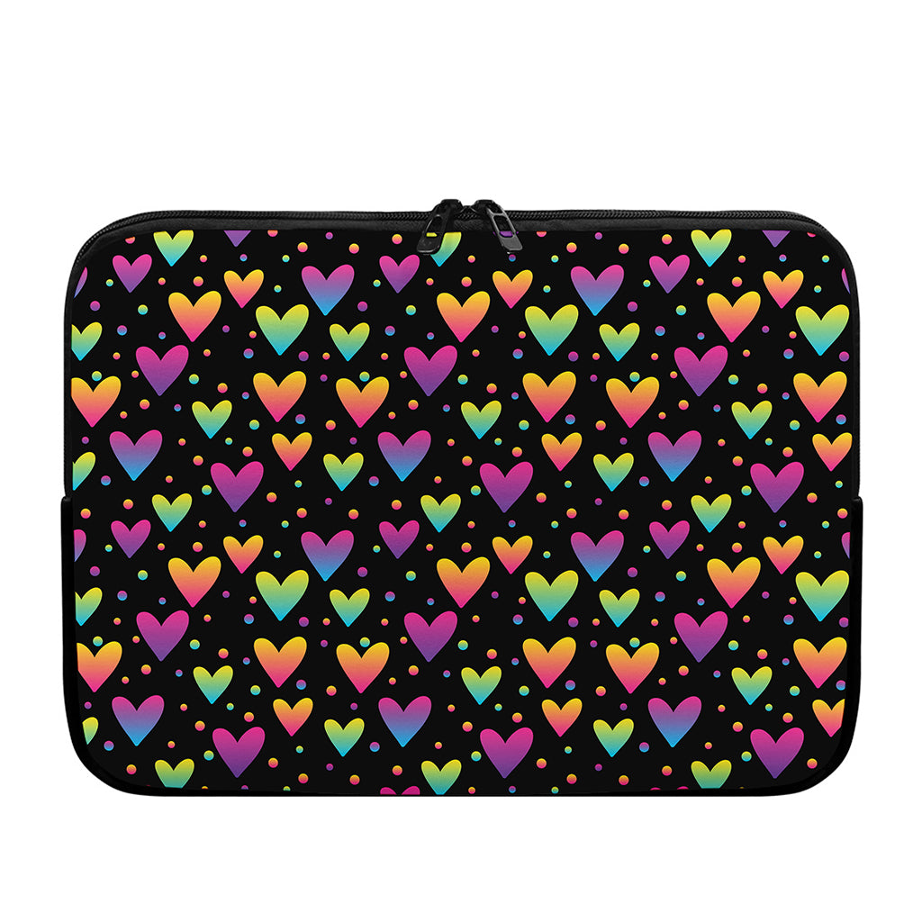 Colorful Heart Pattern Print Laptop Sleeve