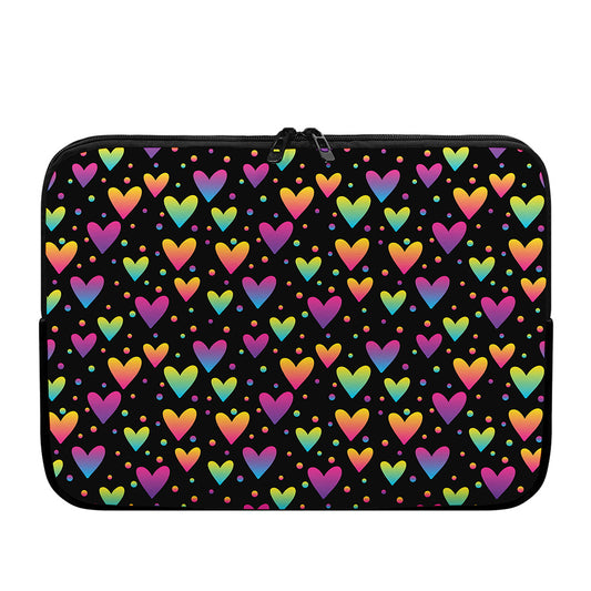 Colorful Heart Pattern Print Laptop Sleeve