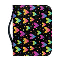 Colorful Heart Pattern Print Leather Bible Cover