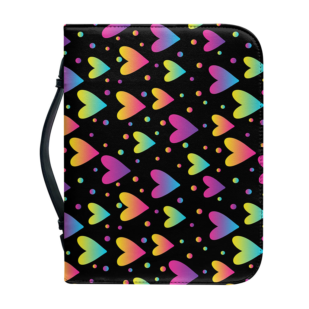 Colorful Heart Pattern Print Leather Bible Cover