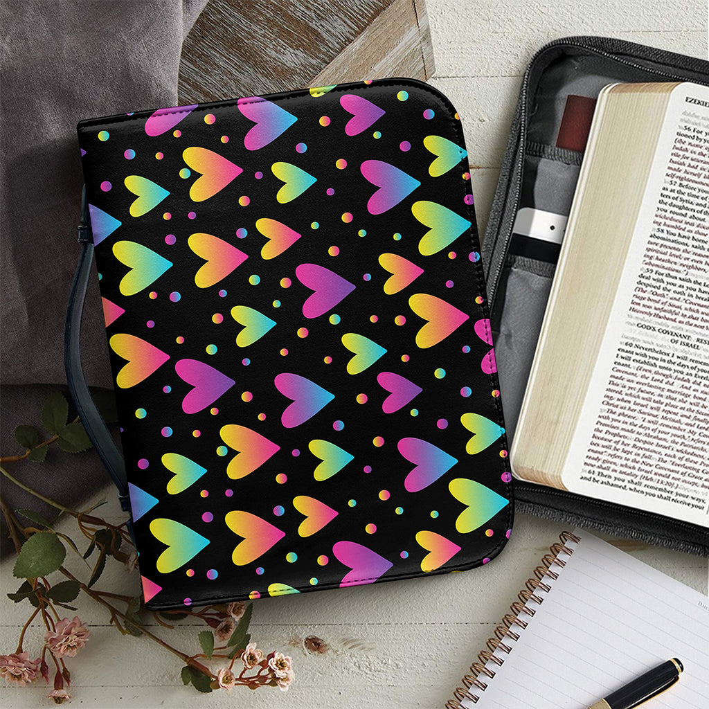 Colorful Heart Pattern Print Leather Bible Cover