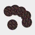 Colorful Heart Pattern Print Leather Coaster Set