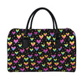Colorful Heart Pattern Print Leather Duffel Bag