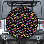 Colorful Heart Pattern Print Leather Spare Tire Cover