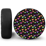 Colorful Heart Pattern Print Leather Spare Tire Cover