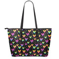 Colorful Heart Pattern Print Leather Tote Bag With Zipper