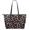 Colorful Heart Pattern Print Leather Tote Bag