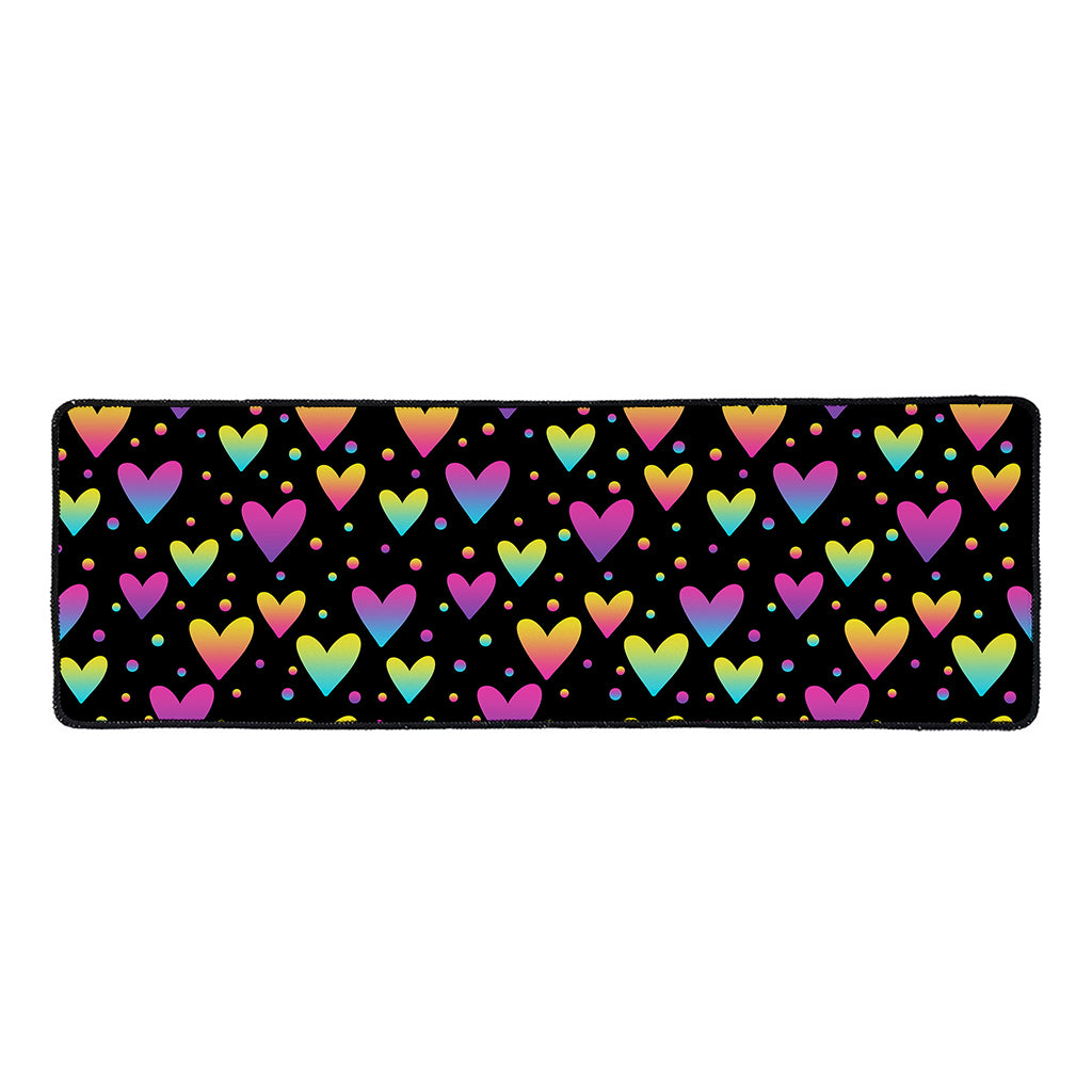 Colorful Heart Pattern Print Long Kitchen Mat