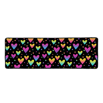 Colorful Heart Pattern Print Long Kitchen Mat