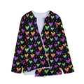 Colorful Heart Pattern Print Long Sleeve Short Coat