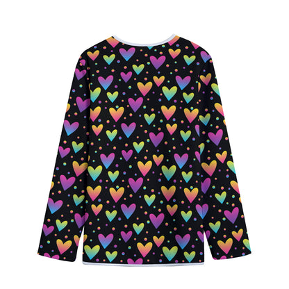 Colorful Heart Pattern Print Long Sleeve Short Coat