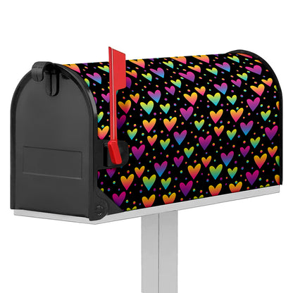 Colorful Heart Pattern Print Mailbox Cover