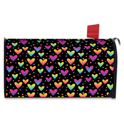 Colorful Heart Pattern Print Mailbox Cover