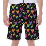 Colorful Heart Pattern Print Men's Beach Shorts
