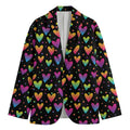 Colorful Heart Pattern Print Men's Blazer