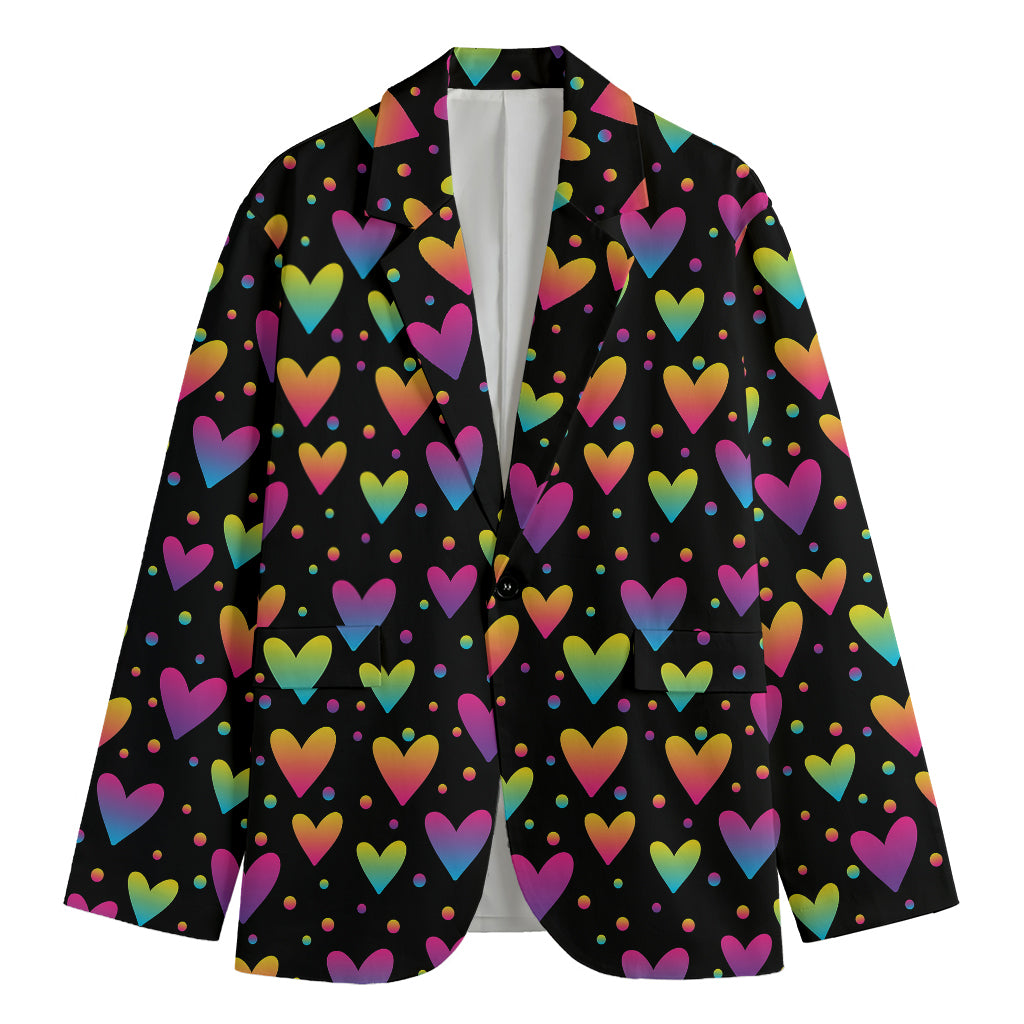Colorful Heart Pattern Print Men's Blazer