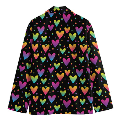 Colorful Heart Pattern Print Men's Blazer