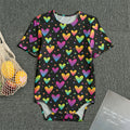 Colorful Heart Pattern Print Men's Bodysuit