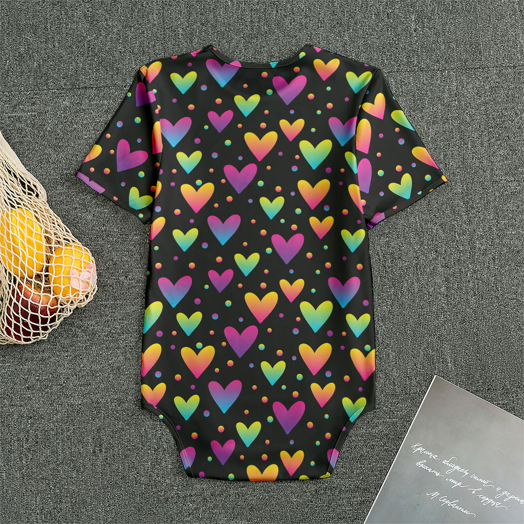 Colorful Heart Pattern Print Men's Bodysuit