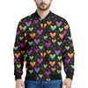 Colorful Heart Pattern Print Men's Bomber Jacket