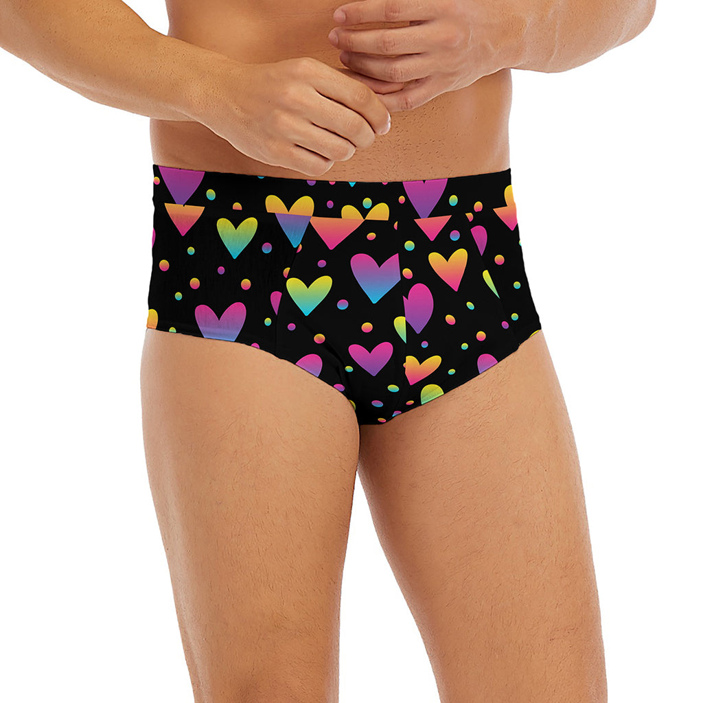 Colorful Heart Pattern Print Men's Briefs