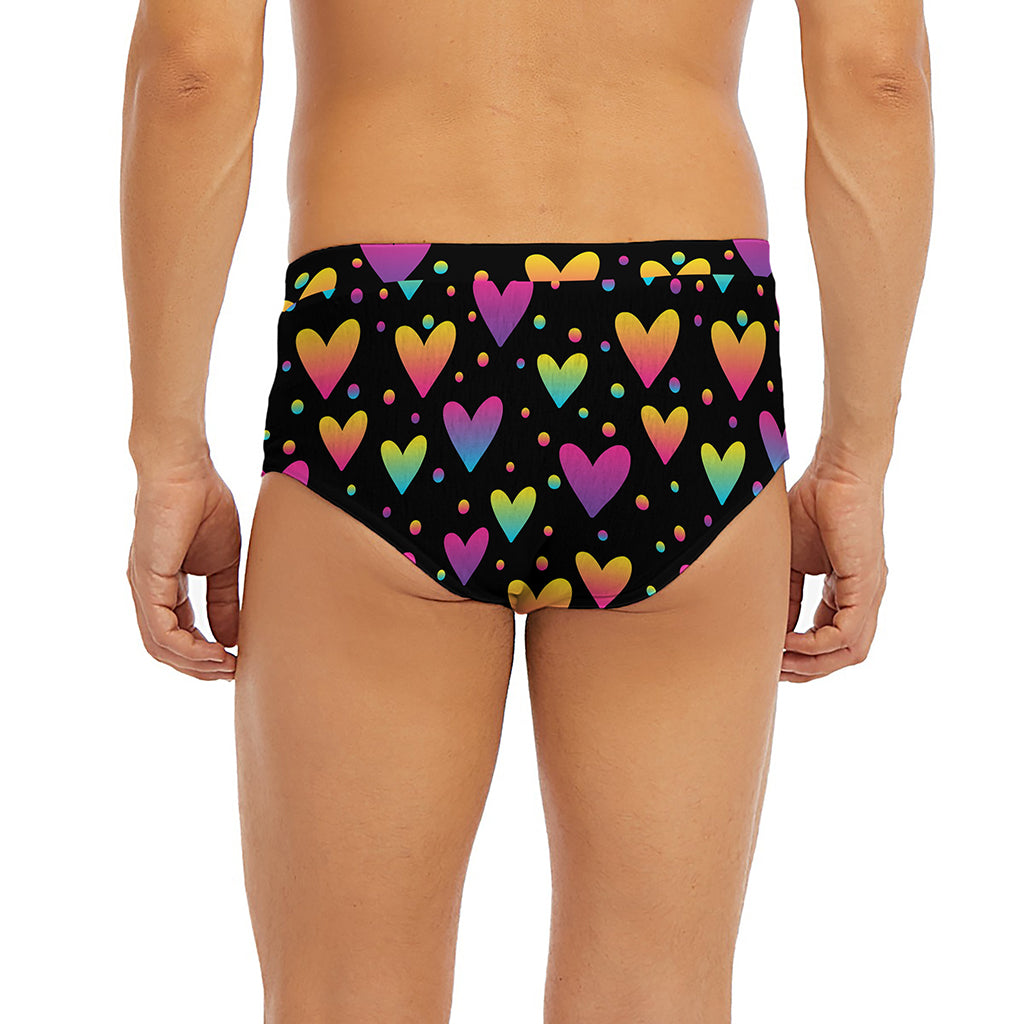Colorful Heart Pattern Print Men's Briefs