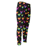 Colorful Heart Pattern Print Men's Compression Pants