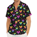 Colorful Heart Pattern Print Men's Deep V-Neck Shirt