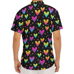 Colorful Heart Pattern Print Men's Deep V-Neck Shirt