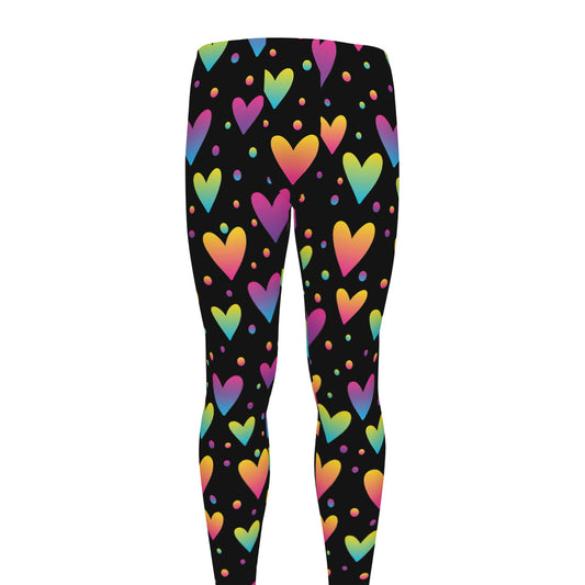 Colorful Heart Pattern Print Men's leggings