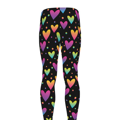 Colorful Heart Pattern Print Men's leggings