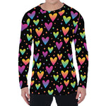 Colorful Heart Pattern Print Men's Long Sleeve T-Shirt