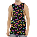 Colorful Heart Pattern Print Men's Muscle Tank Top