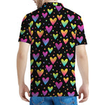 Colorful Heart Pattern Print Men's Polo Shirt