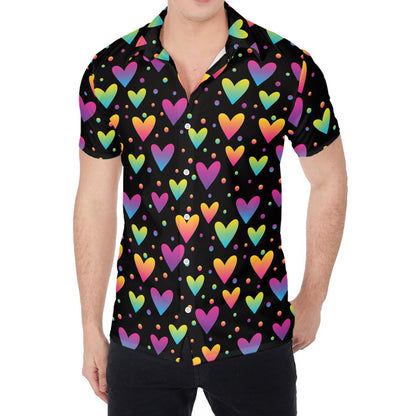 Colorful Heart Pattern Print Men's Shirt