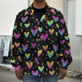 Colorful Heart Pattern Print Men's Shirt Jacket