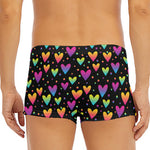 Colorful Heart Pattern Print Men's Short Boxer Briefs