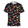 Colorful Heart Pattern Print Men's Athletic T-Shirt