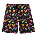 Colorful Heart Pattern Print Men's Swim Trunks
