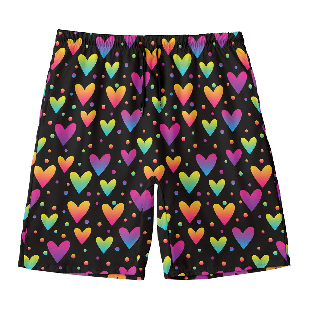 Colorful Heart Pattern Print Men's Swim Trunks