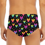 Colorful Heart Pattern Print Men's Triangle Swim Briefs
