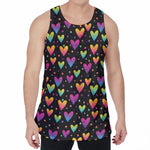 Colorful Heart Pattern Print Men's Velvet Tank Top