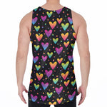 Colorful Heart Pattern Print Men's Velvet Tank Top
