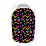 Colorful Heart Pattern Print Mesh Laundry Hamper