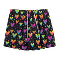 Colorful Heart Pattern Print Mesh Shorts