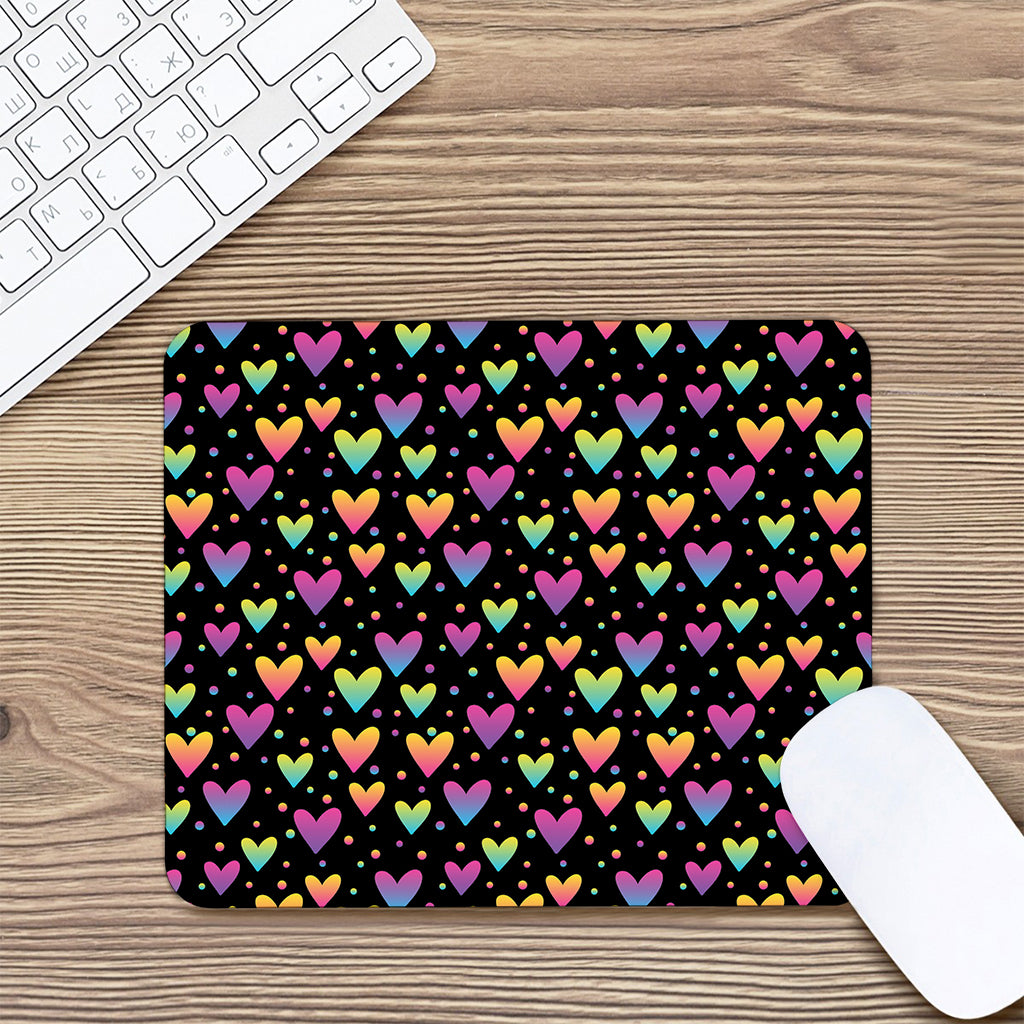 Colorful Heart Pattern Print Mouse Pad