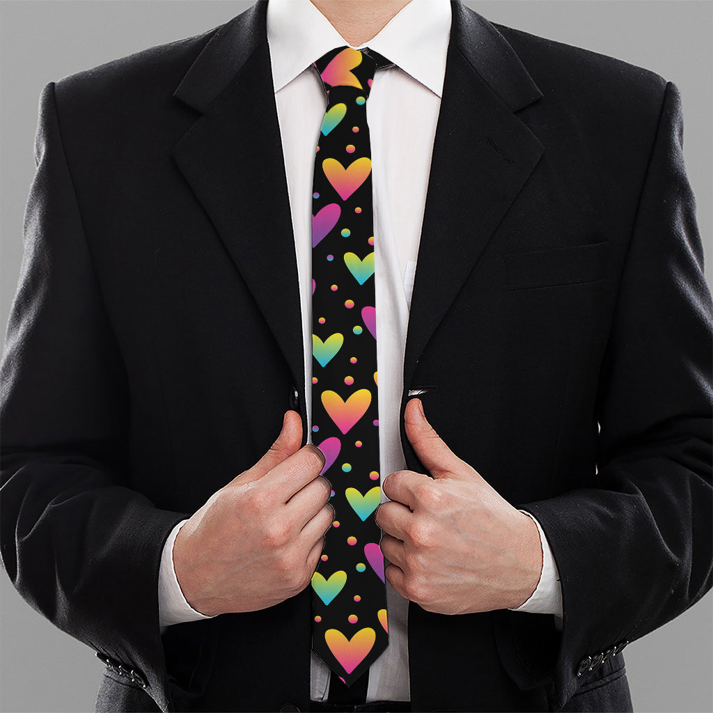 Colorful Heart Pattern Print Necktie