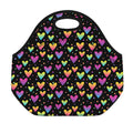 Colorful Heart Pattern Print Neoprene Lunch Bag