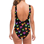 Colorful Heart Pattern Print One Piece Swimsuit